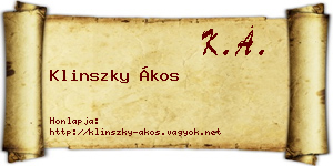 Klinszky Ákos névjegykártya