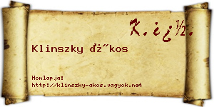 Klinszky Ákos névjegykártya